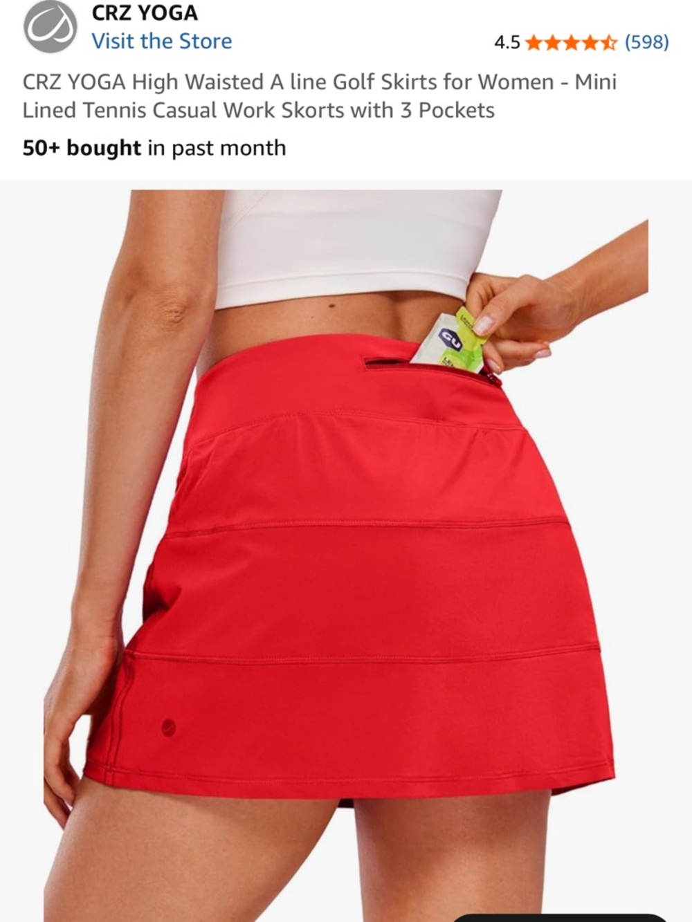 Crz Yoga athletica Red Tennis Skirt